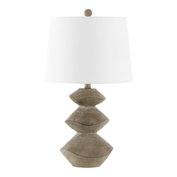 Laken Minimalist Coastal Resin/Iron 3-Stack Cairn LED Table Lamp - JONATHAN Y